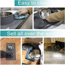 Carica l'immagine nel visualizzatore di Gallery, Ciotola per Cani Gatti in Acciaio Inox con Tappetino Silicone Antiscivolo, Ciotole Doppia per Cane Gatto Grandi o piccoli (S, 12oz/Ciotola)