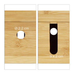 Relaxdays Portaoggetti Ricarica Multipla, 14 x 25,5 x 14 cm, Naturale