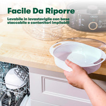 Carica l'immagine nel visualizzatore di Gallery, BELLA Vaporiera a Due Livelli con Contenitori Impilabili e Base Staccabile per Una Cottura Rapida e Simultanea, Capacità 7 L, Nero, Vaporiera a Due Livelli