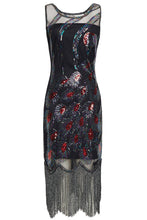 Carica l&#39;immagine nel visualizzatore di Gallery, Coucoland 1920s abito da donna pavone modello Flapper S, Nero Multicolore - Ilgrandebazar