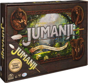 Jumanji Il Gioco, in legno massiccio, il classico gioco da tavolo di avventura per famiglie e bambini dagli 8 anni in su, 6062356 In legno - nuova versione