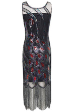 Carica l&#39;immagine nel visualizzatore di Gallery, Coucoland 1920s abito da donna pavone modello Flapper S, Nero Multicolore - Ilgrandebazar