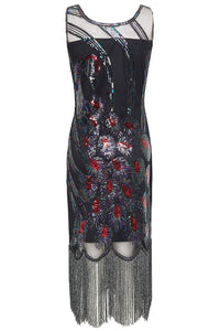 Coucoland 1920s abito da donna pavone modello Flapper S, Nero Multicolore - Ilgrandebazar