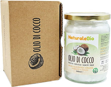 Carica l'immagine nel visualizzatore di Gallery, Olio di Cocco Biologico Extra Vergine 500 ml. Crudo e Spremuto a Freddo. Organico e Puro al 100%. Ideale sui Capelli, sul Corpo e ad Uso Alimentare. Olio di Cocco Bio Nativo e non Raffinato