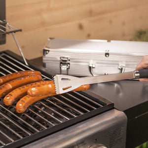 Bruzzzler Set posate da grill in acciaio inox, 3 pezzi, 3 Pezzi, Argento - Ilgrandebazar