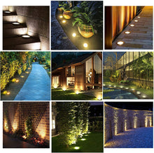 Carica l'immagine nel visualizzatore di Gallery, Luce Solare da Giardino, VIRIDI 4pcs 16 Led Faretti Solari Luci da Giardino Esterno Faretto Incasso Calda Solare Terra Lampade da Sicurezza 600mah Batteria per Scala Paesaggio Strade aiuola Vialetto