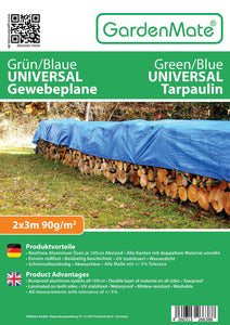 GardenMate 2m x 3m Telone in tessuto UNIVERSAL 90g/m2 x 3m, blu/verde
