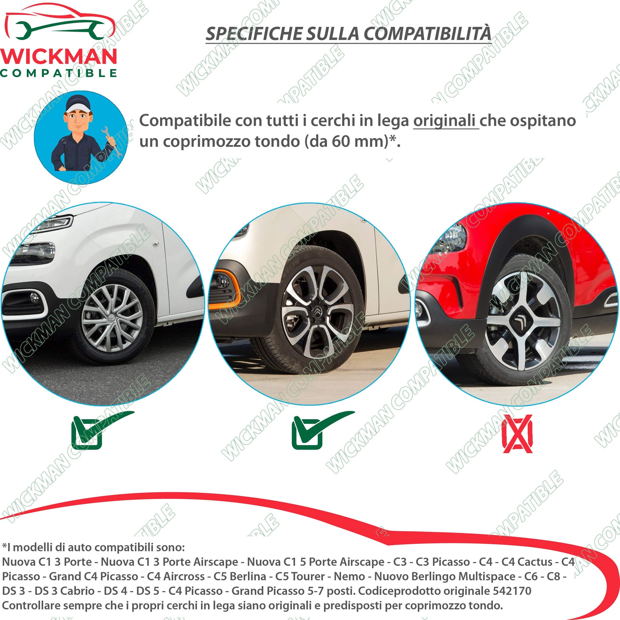 4 Coprimozzo Per Citroen 60mm - Nero, Per C1, C3, C4, C5, C6, DS3 - Foto 9