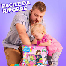 Carica l'immagine nel visualizzatore di Gallery, Mega- Sacca Ecologica Blocchi da Costruzione, Giocattolo per Bambini 1+ Anni, 60 Pezzi, DCH54
