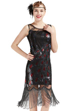 Carica l&#39;immagine nel visualizzatore di Gallery, Coucoland 1920s abito da donna pavone modello Flapper S, Nero Multicolore - Ilgrandebazar