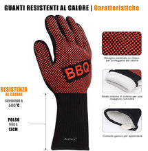 Carica l'immagine nel visualizzatore di Gallery, alenyk Guanti da Forno,Guanto BBQ,Ignifughi,Certificato EN407,Resistenti Calore Fuoco Alte Temperature Griglia Giardino,Campeggio,Cucina,Barbecue,Pizza,Carbonella, Camino Polsino Lungo Cotone 2PEZZI