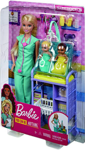 Barbie- Carriere Playset Pediatra Bambola, 2 Neonati e Accessori Giocattolo per Bambini 3+ Anni, GKH23