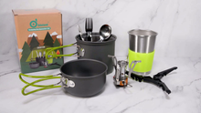 Carica l'immagine nel visualizzatore di Gallery, Odoland Pentole Set da Campeggio incl. 1.2 L Pentola e 0.6 L Padella...