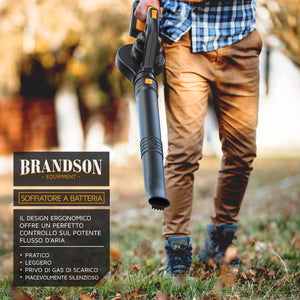 Brandson - Soffiatore da Giardino a Batteria - 2000 mAh, Nero Arancione - Ilgrandebazar