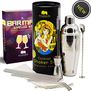 doomade Shaker Cocktail Set - Barman Kit con Cobbler 720ml, Jigger, Mixing Spoon, Cannucce e Ricette