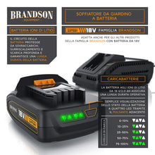 Carica l&#39;immagine nel visualizzatore di Gallery, Brandson - Soffiatore da Giardino a Batteria - 2000 mAh, Nero Arancione - Ilgrandebazar