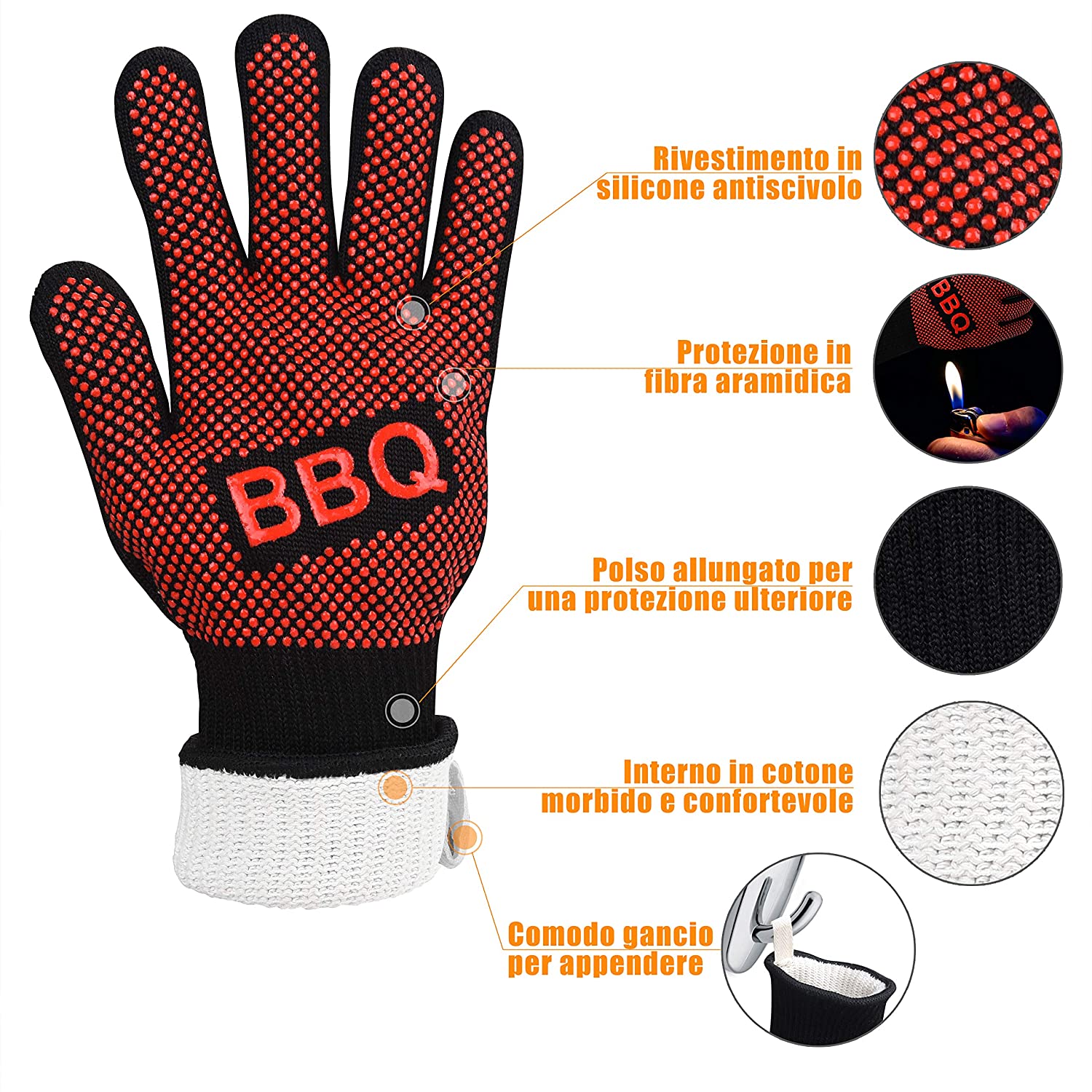 Guanti Da Forno E Presine Set 4 Pezzi - Resistente Al Calore 300°C - Foto 11
