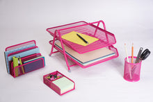 Carica l&#39;immagine nel visualizzatore di Gallery, Exerz Premium Mesh Ufficio Set di 4 PZ - Ripiano Portalettere, Rosa - Ilgrandebazar