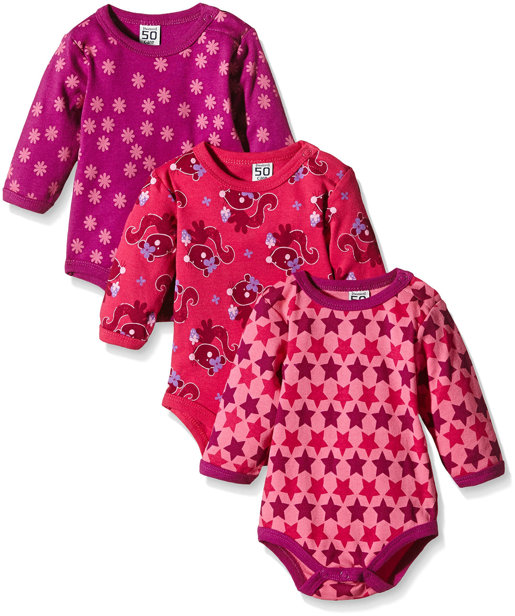 Care - Body Bimba, pacco da 3, Rosa (Light red 500), 9 mesi / 74 cm - Ilgrandebazar