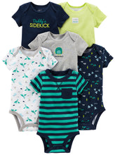 Carica l'immagine nel visualizzatore di Gallery, Simple Joys by Carter's Short Sleeve Bodysuit Body, Multicolore/Auto/Dinosauri/Righe, 24 Mesi (Pacco da 6) Bimbo