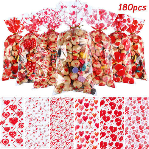 180 Pezzi Plastica San Valentino Festa Sacchetti Cellophane Trasparente... - Ilgrandebazar