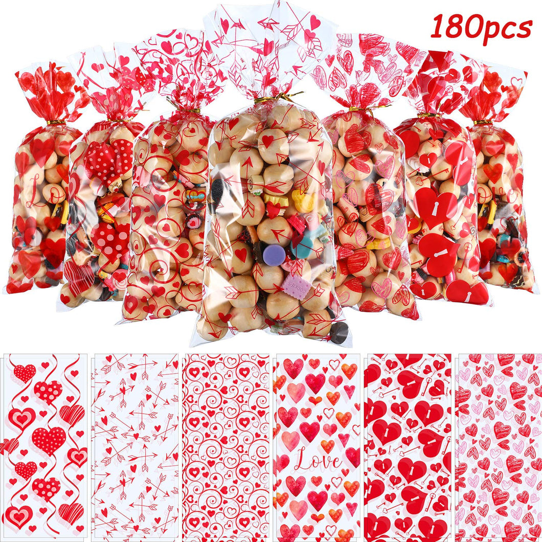 180 Pezzi Plastica San Valentino Festa Sacchetti Cellophane Trasparente... - Ilgrandebazar