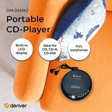 Carica l'immagine nel visualizzatore di Gallery, Discman Denver DM-24. Lettore CD portatile. Compatibile con CD, CD-R e CD/RW. Cuffie incluse Senza sistema anti-vibrazioni
