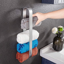 Carica l'immagine nel visualizzatore di Gallery, Poprkdre - Portasciugamani senza foratura, per bagno, in alluminio, con adesivo adesivo, finitura opaca, 40 cm