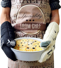 Carica l'immagine nel visualizzatore di Gallery, GREVY Guanti da Forno, Guanti resistenti al calore, Guanti da Cucina per Cucina, BBQ Barbecue, Grill, Cottura(Cat con gatto nero)