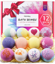 Carica l'immagine nel visualizzatore di Gallery, Bombe da Bagno 12 Pezzi, Set di Bombe da Bagno con Oli Essenziali Naturali, Sali da Bagno con Trattamento Spa Fragrante, Idee Regalo Natale di Matrimonio o di Compleanno per Donne, Uomini, Bambini 12 Unità