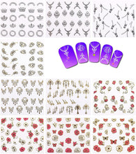 Carica l&#39;immagine nel visualizzatore di Gallery, Nicedeco Più di 1500 pezzi (50 fogli) Fiore / Farfalla / Pesci / Stelle / Gatto / Cranio/ Baffi / Pizzo 3D Sticker Adesivi per Unghie Nail Art / Scrapbooking / Adesivi del Premio per Bambini