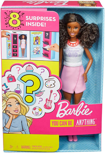 Barbie Carriere Abiti a Sorpresa, Bambola Afroamericana con 2 Vestiti e Accessori da Scoprire, per Bambini 3+ Anni, GFX85