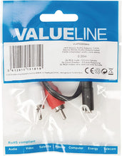 Carica l'immagine nel visualizzatore di Gallery, Valueline VLAP22255B02 Cavo di interfaccia e Adattatore 2 x RCA 3.5mm Nero, Rosso, Bianco