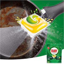 Carica l'immagine nel visualizzatore di Gallery, Fairy Original Allin1 Pastiglie Lavastoviglie, 125 Cicli, 5 x 25 Capsule, Detersivo al Limone, Maxi Formato, Rimuove il Grasso Incrostato con Azione Brillante