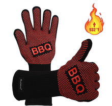 Carica l'immagine nel visualizzatore di Gallery, alenyk Guanti da Forno,Guanto BBQ,Ignifughi,Certificato EN407,Resistenti Calore Fuoco Alte Temperature Griglia Giardino,Campeggio,Cucina,Barbecue,Pizza,Carbonella, Camino Polsino Lungo Cotone 2PEZZI
