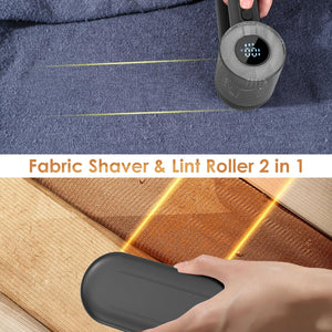 Dreamhigh® Electric Lint Shaver, 2 in 1 Togli Pelucchi Elettrico con Spazzola per Pelucchi, Ricaricabile Leva Pelucchi Elettronico con Display LED, 3 Velocità Testa a 6 Lame (Nero)