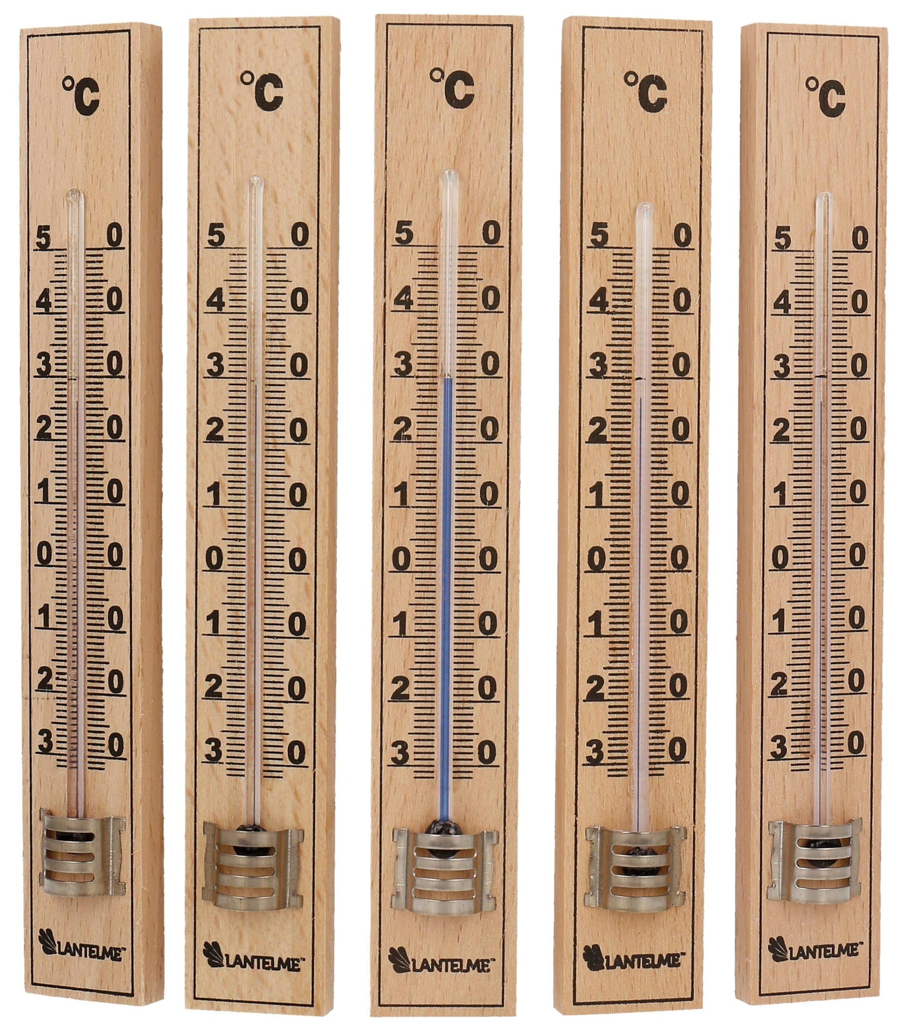 Lantelme - Termometro analogico in legno di faggio, set da 5 pezzi, Be –