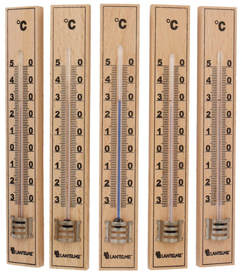 Lantelme - Termometro analogico in legno di faggio, set da 5 pezzi, Beige