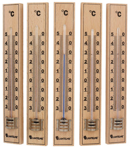 Lantelme - Termometro analogico in legno di faggio, set da 5 pezzi, Beige