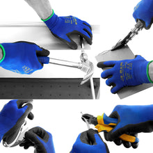 Carica l&#39;immagine nel visualizzatore di Gallery, S&amp;R Guanti da Lavoro e Giardinaggio 12 Paia fibra di Nylon con L/9, Blu/Nero