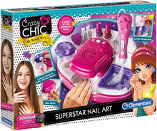 Carica l&#39;immagine nel visualizzatore di Gallery, Clementoni - 15174 - Crazy Chic - Nail Art Studio - atelier unghie con smalti - set per unghie bambina 6 anni, Rosa, bianco, viola Superstar Nail Art