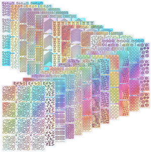288 Pezzi Unghie Sticker Adesivi Vinile Stencil Nail Art Decorazione Set Nail Art Design Adesivi Punte Decalcomanie, 24 Fogli