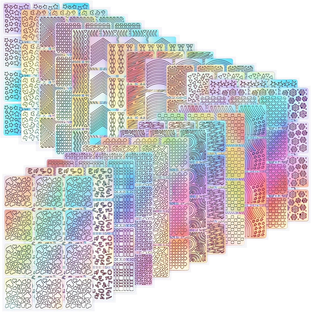 288 Pezzi Unghie Sticker Adesivi Vinile Stencil Nail Art Decorazione Set Nail Art Design Adesivi Punte Decalcomanie, 24 Fogli