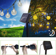 Carica l'immagine nel visualizzatore di Gallery, Catena Luminosa Esterno, TOGAVE LED Luce Stringa Solari Lucine 50 LED Lampadines IP65 Impermeabile Luci Da Esterno per Giardino, Matrimonio, Festa Bianco Caldo [Classe di efficienza energetica A+++]