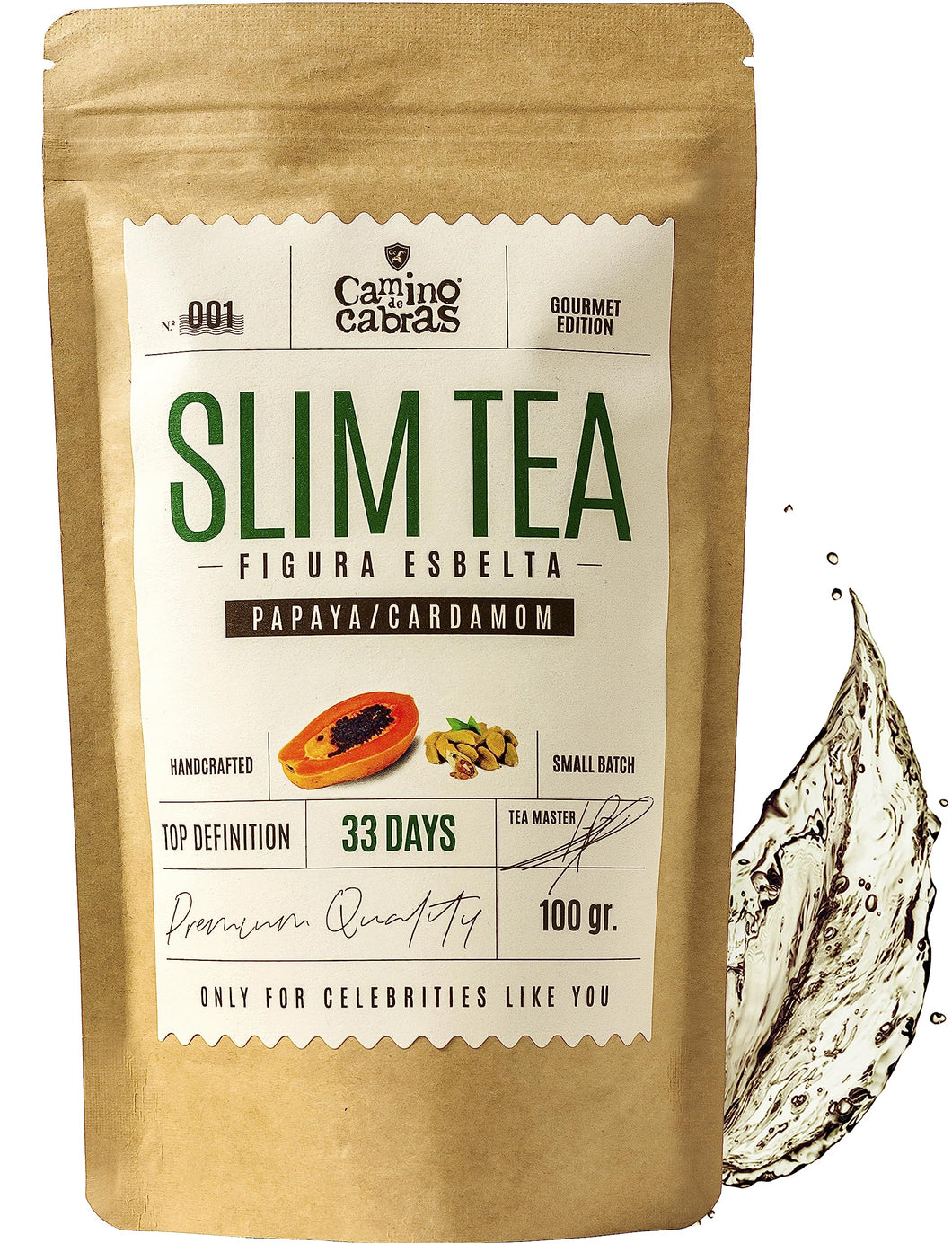 SLIM TEA - Tisana drenante , Detox, dimagrante forte , brucia grassi - Te verde, Zenzero, Mate, Equiseto, Ibisco, Betulla, Ortica, Papaya, Dente di Leone, Cardamomo - 100g