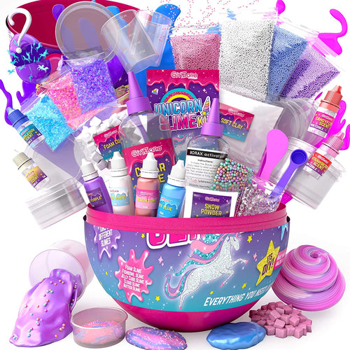 GirlZone Regali per Ragazza Uova Unicorno Sorpresa di Slime per Bambini Tutto per fabbricare la Tua Melma - Kit Slime Fluffy Uovo Sorpresa - Fabbrica Slime luccicante con Il Uovo Unicorn per Bambina