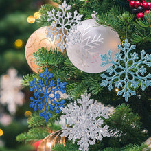 Carica l'immagine nel visualizzatore di Gallery, Naler 24 Pezzi di Fiocchi di Neve per Natale Decoratici Fiocchi di Neve con Glitter Addobbi per Albero di Natale Decorazione per Festa di Natale, Bianco, Argento, Blu, Blu Reale