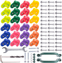 Carica l&#39;immagine nel visualizzatore di Gallery, Cateam Prese d&#39;arrampicata per Bambini - 24psc - 8 Colori - con Hardware di Installazione sicura. Rocce da Arrampicata in plastica Ruvida Spessa con 2 Maniglie Bonus Incluse.