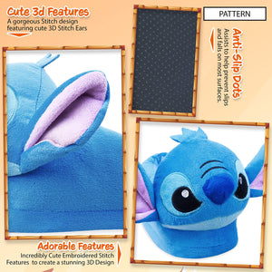 Disney Pantofole Donna - Ciabatte Con Pelo Baby Yoda Stitch Ih Oh 35-41 - Ciabatte Pelose Donna Calde Gadget (Blu Stitch, 38-39 EU)