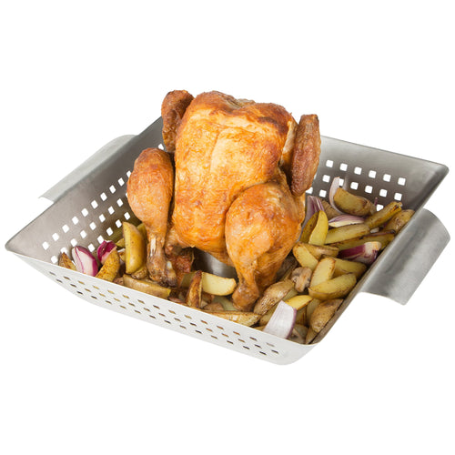 Bruzzzler Cuocipollo, Grill per Pollo arrosto, 44.5 x 29.5 x 4.5 cm, argento - Ilgrandebazar